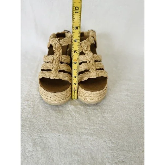 Free People Raffia Rendevous Platform Sandals Beige Braided Weave Shoes 39 US 9 - Picture 6 of 11